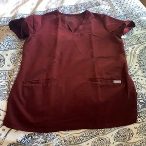 Burgundy xs figs casma 3 pocket scrub top